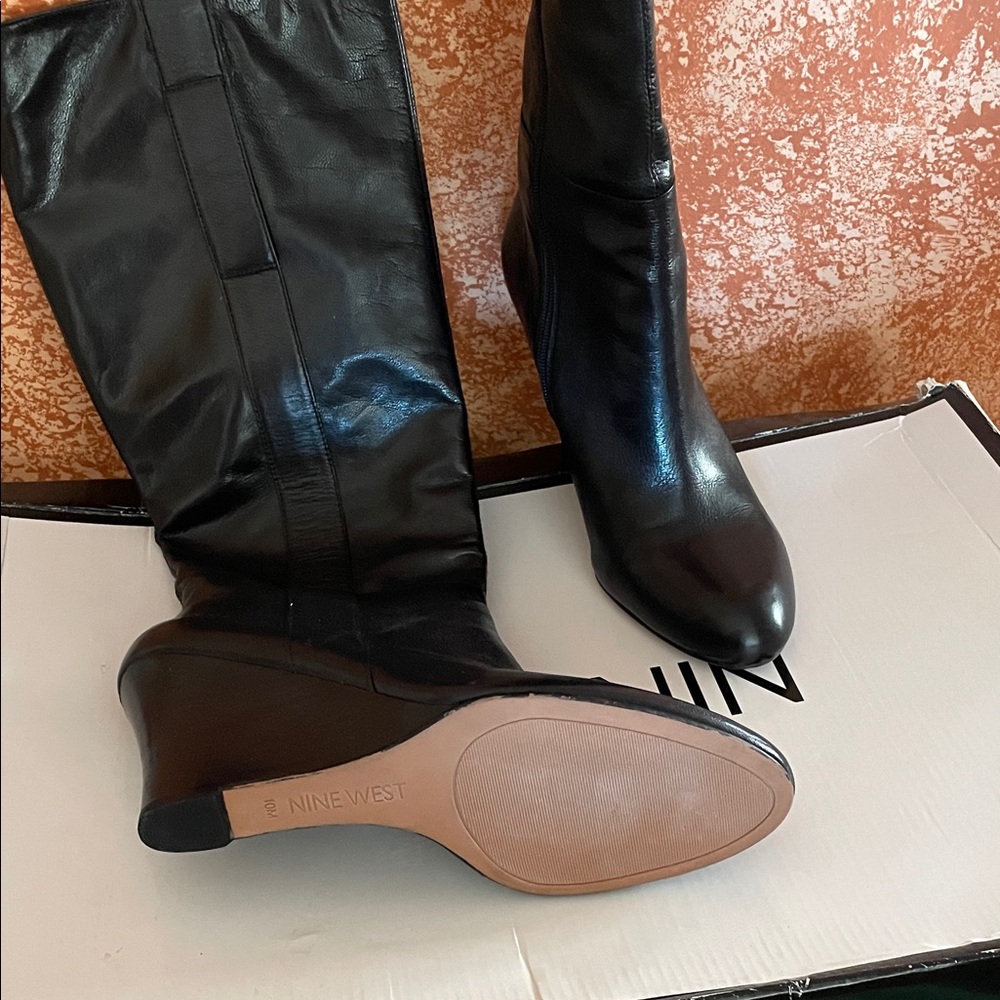 Nine West Black Wedge Heeled Boots - Picture 4 of 8